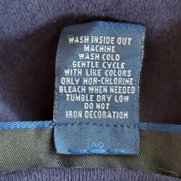 Karen Scott Nautical Sailor T Shirt Women's L Navy Blue Embroidered Knit Stretch - Picture 12 of 12